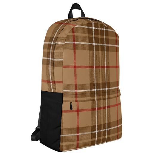 Plaid Zipper Pocket Backpack